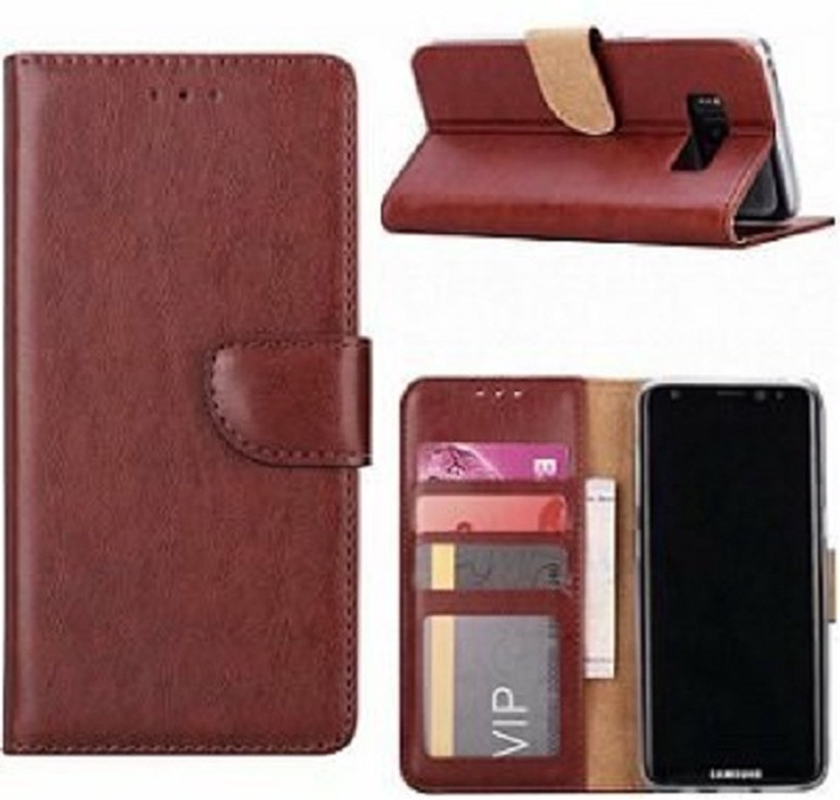 Samsung S8 Hoesje Met Pasjeshouder Bookcase Bruin
