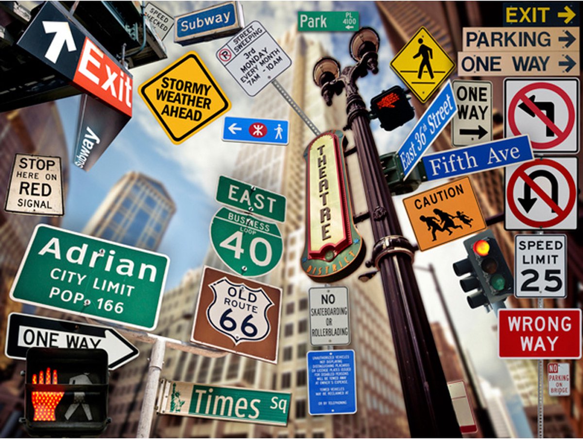 Fotobehang - New York signposts.