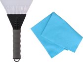 Vitres de voiture Grattoir à glace soft grip gris 25 cm avec chiffon anti-buée - Pour déglacer à l'extérieur et à l'intérieur