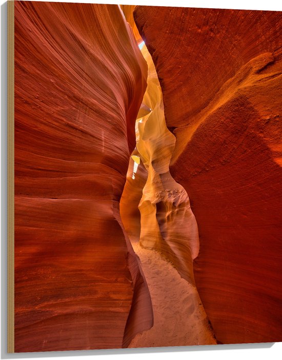 WallClassics - Hout - Smalle gang bij Antelope Canyon - 75x100 cm - 12 mm dik - Foto op Hout (Met Ophangsysteem)