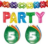 Folat - 5 jaar verjaardag versiering slingers/ballonnen/folie letters