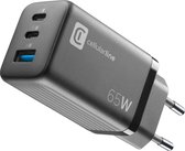 Cellularline - Chargeur de voyage 65W, GaN multipower micro USB-A + 2x USB-C PD, noir