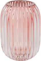 Luxe Theelichthouder - Geribbeld Glas - Roze