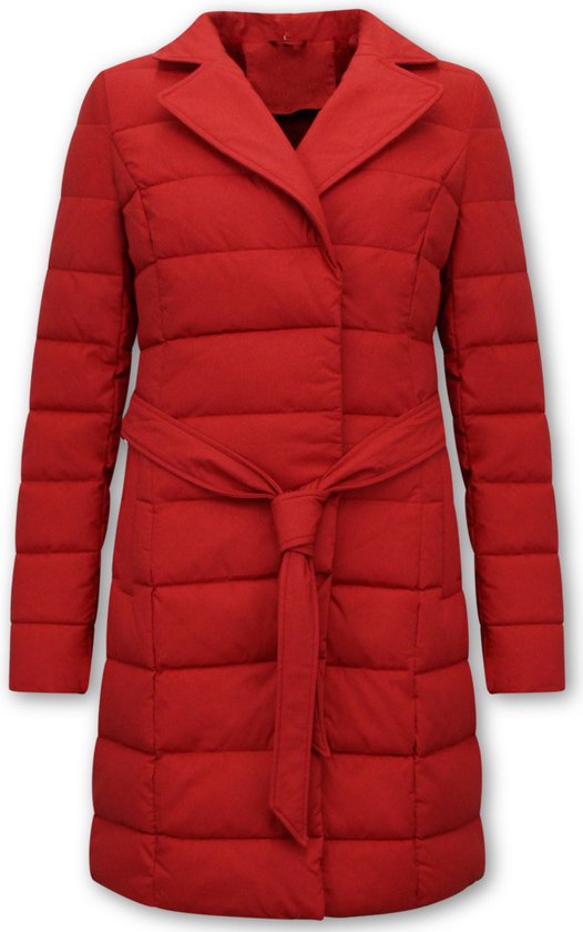 Puffer Jas Dames Lang - Winterjas Dames Lang - 7920 - Rode Jas