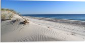 WallClassics - Dibond - Witte Duinen tegen de Zee - 100x50 cm Foto op Aluminium (Wanddecoratie van metaal)