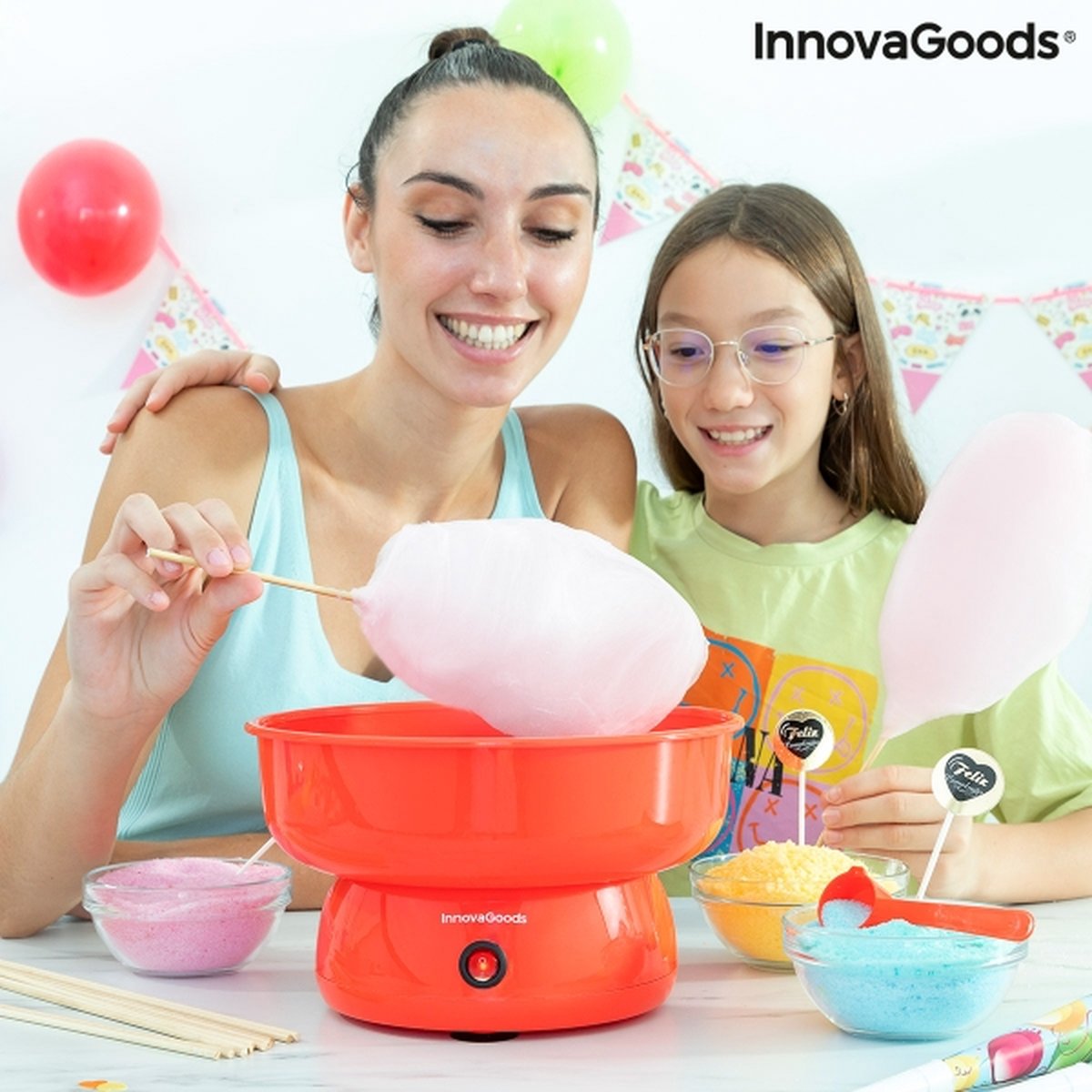 InnovaGoods® Suikerspinkraam Cantty, bereid snel en eenvoudig heerlijk suikerspin. Compact en licht ontwerp, ideaal voor feesten en evenementen.