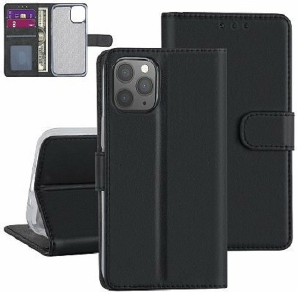 iPhone 12 Pro Max Hoesje Met Pasjeshouder Bookcase Zwart