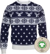 Foute Kersttrui Dames & Heren - Christmas Sweater "Klassiek Blauw" - 100% Biologisch Katoen - Mannen & Vrouwen Maat M - Kerstcadeau