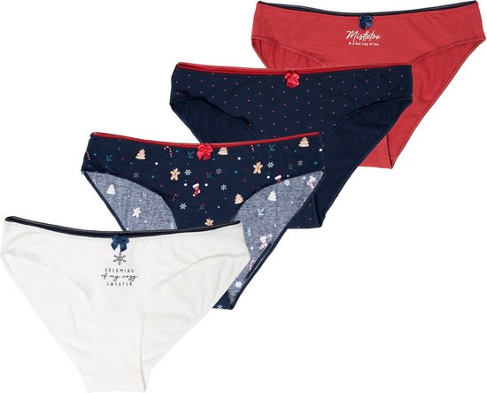 Happy Shorts Dames Kerst Slips Onderbroeken 4-Pack - Maat XL