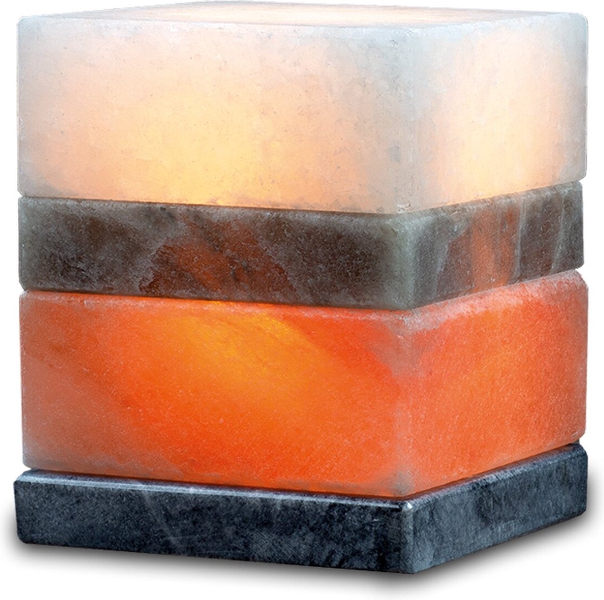 Himalaya Zoutlamp Cube Meerkleurig met Marmerenvoet, 44131, 5 á 6 kg
