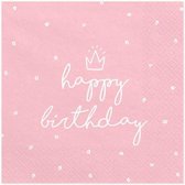 3X Servetten Happy Birthday Roze / Wit 20 stuks - servet - verjaardag - roze - decoratie