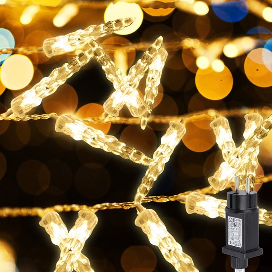40 ledijspegels kerstversiering ijsregen transparante kerstverlichting, warm wit