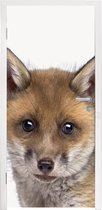 Deursticker kinderen - Wanddecoratie meisjeskamer - Vosje - Dieren - Welp - Jongens - Meisjes - Kind - 90x235 cm - Deursticker jongens - Decoratie kinderkamers