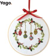 Yago Hangende Kerstballen Kerstkrans - Borduurpakket | Starterskit | Alles inbegrepen | Patroon | Borduurring | Borduurgaren | Voor volwassen | Creatief | Hobby | Borduren | Ontstressen | Borduurset  | Kerstmis | Kerst