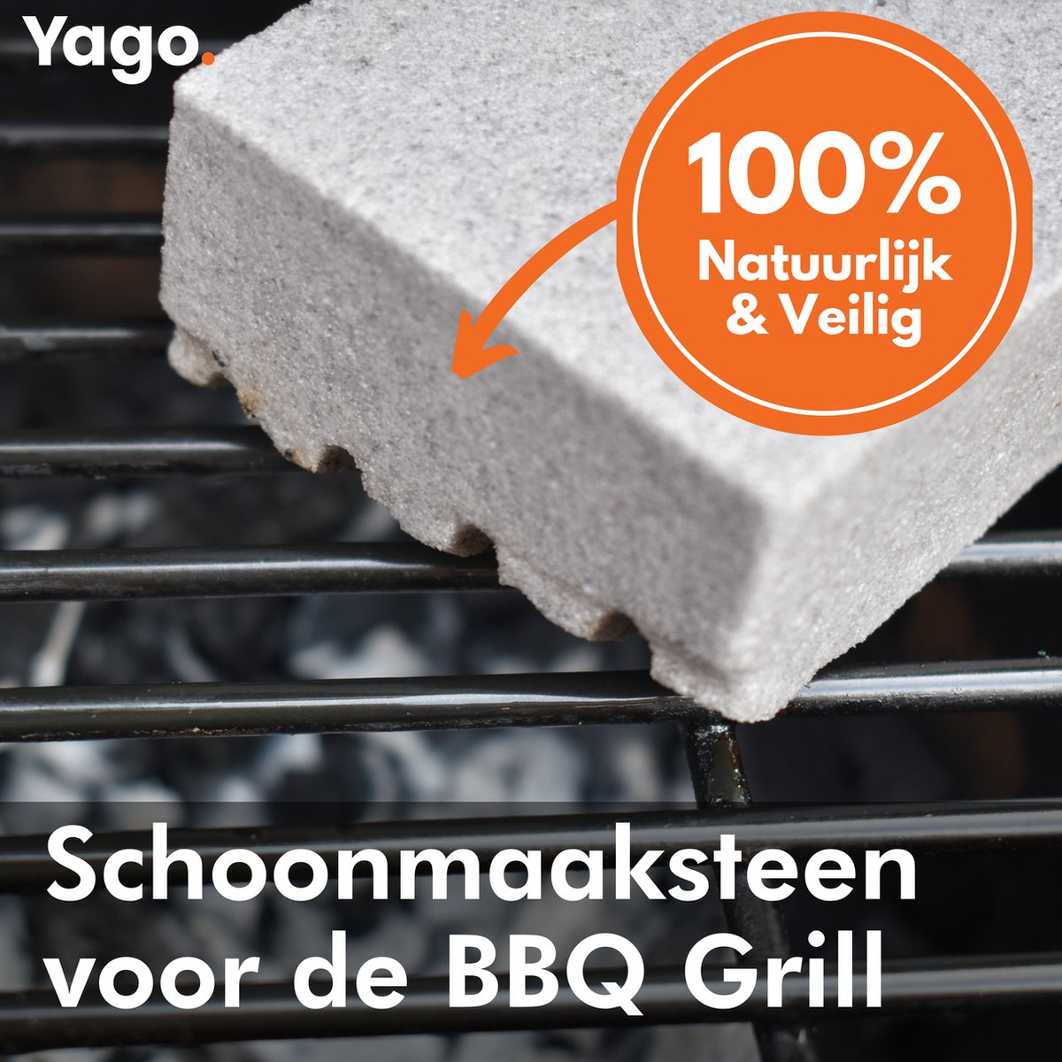 Yago Schoonmaaksteen voor de BBQ | 2 stuks | Barbecue | Grill Cleaner | Schoonmaken | Eenvoudig | Rooster | Pannen | Bakplaat | Puimsteen | Cleaning Block