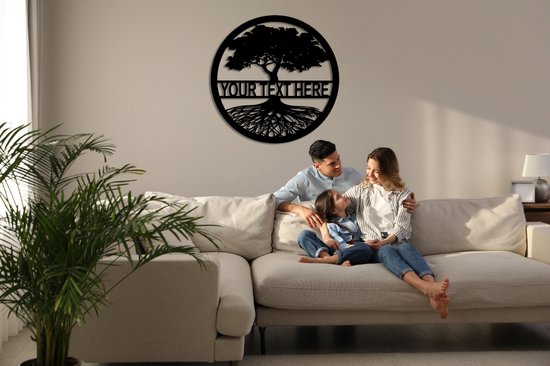 Décoration murale | Sapin de Noël personnalisé / Sapin de Noël personnalisé| Métal - Art mural | Décoration murale | Salle de séjour |Noir| 90x90cm