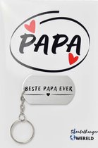 beste papa ever Sleutelhanger inclusief kaart - papa cadeau - Vaderdag - Leuk kado voor je papa om te geven - 2.9 x 5.4CM