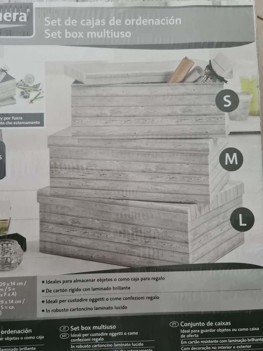 Melinera 3 Opbergboxen Grijs houtlook