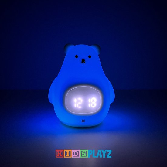 KidsPlayz Beertje Slaaptrainer - Wekker - Nachtlampje - Kinderwekker - Wit en Multicolor - Oplaadbaar - Alarm Clock - Eco Modus van KidsPlayz — afbeelding 5