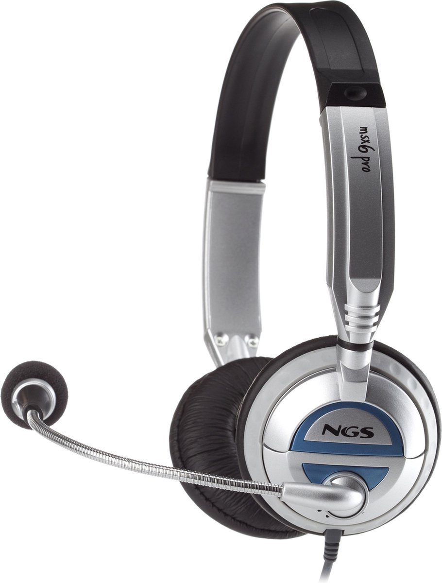 NGS MSX6Pro Headset - Grijs/Blauw - Koptelefoon - Microfoon - Hoofdtelefoon