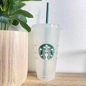 Starbucks Beker - Drinkbeker -Mok met Rietje en Deksel - Herbruikbaar- ijskoffie beker- Milkshake beker