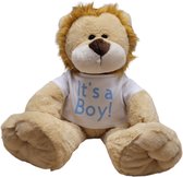 Funnies knuffel leeuw - 45cm - shirtje -  It's a boy - gender reveal - kraam cadeau