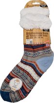 Antonio Dames Huissokken - Gestreept Grijs - Antislip ABS - One Size (35-42) - Warme Sokken - Huissloffen - Kerstcadeau voor vrouwen