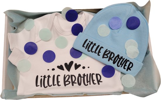 Kraamcadeau - Setje - Romper en muts - Little brother - maat 62 - bedrukt van VLINDERDOEKJES — afbeelding 2