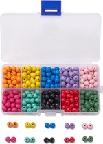 Paquet de perles | Ensemble de perles DIY | Faire de la joaillerie | Perles en bois de 6 mm dans une boîte de rangement pratique | environ 40 perles par couleur