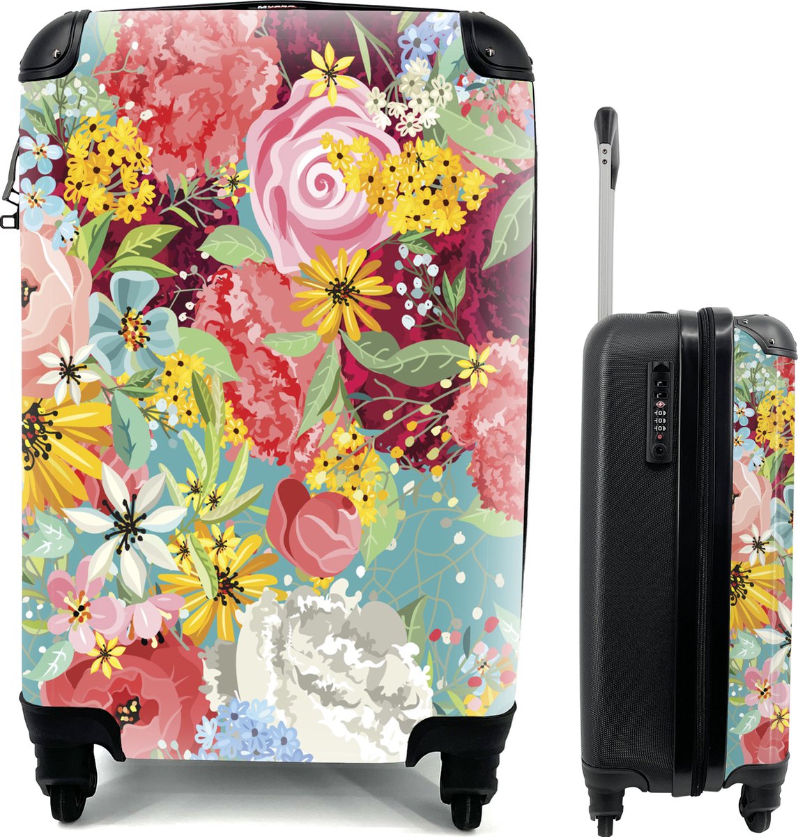 Koffer - Husky In Het Park - Zwart Wit - Past Binnen 55x40x20 Cm En 55x35x25 Cm Handbagage Trolley Fotokoffer