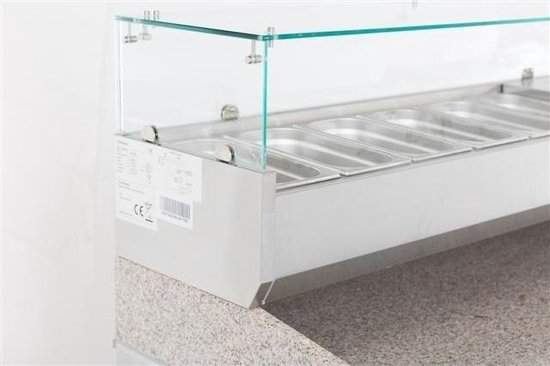 Vitrine Réfrigérée Design - 7x GN 1/4 - Paroi Vitrée - Inox - Combisteel 7450.0009 - Horeca & Professioneel