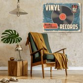 Wanddecoratie / Schilderij / Poster / Doek / Schilderstuk / Muurdecoratie / Fotokunst / Tafereel Retro vinyl plaat gedrukt op Geborsteld aluminium