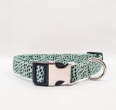 Halsband hond cheetah | Groen | Maat M | 29 - 46 cm| Breedte 2 cm | Dierenprint | Wandelen | Hondenhalsband