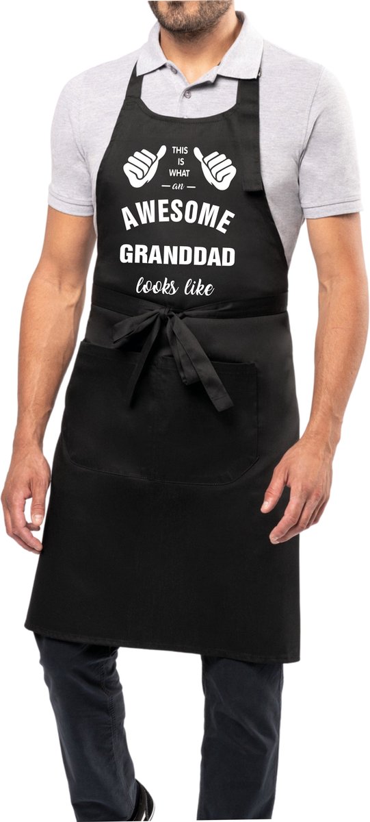 Awesome - Keukenschort - BBQ schort - Awesome Granddad - cadeau verjaardag - vaderdag - zwart