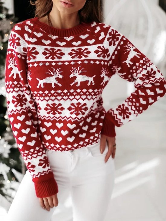 Kersttrui Dames - Christmas Sweater "Gezellig Kerst Rood" - Kerst trui  Vrouwen Maat L | bol