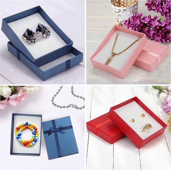 4 stuks sieraden geschenkdozen, 9 x 9 x 4 cm kartonnen