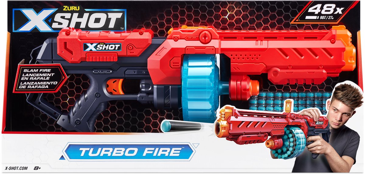 Pistolet x-shot - fusil turbo fire (+ 48 fléchettes) multicolore Zuru