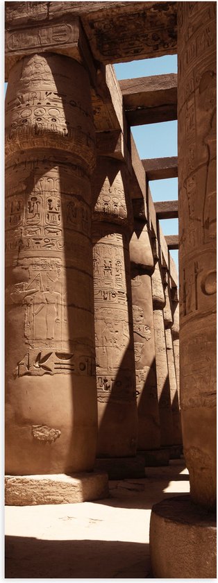 WallClassics - Poster (Mat) - Hypostyle Zaal in Karnak - Egypte - 20x60 cm Foto op Posterpapier met een Matte look