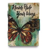 Leren Notitieboek - Never Hide Your Wings - Handgemaakt - 18x13x5cm