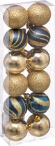 Atmosphera Kerstballen - 12st - kunststof - goud-blauw - 4cm