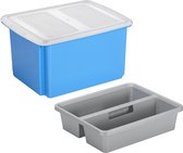 Sunware Opslagbox met deksel en organiser - 32 liter - blauw