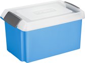Sunware opslagbox 51 liter blauw 59 x 39 x 29 cm met afsluitbare extra hoge deksel