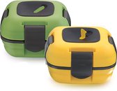 Lunchbox ~ Pinnacle Geïsoleerde Lekvrije Lunchbox voor Volwassenen en Kinderen - Thermische Lunchcontainer met Nieuwe Warmteafgifteklep 16oz ~ Set van 2 ~ Groen-Geel