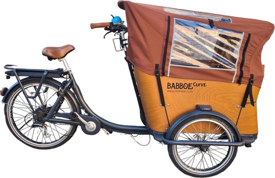 Babboe Curve regentent bakfietshoes kleur cognac bakfiets huif (zonder stokkenset)