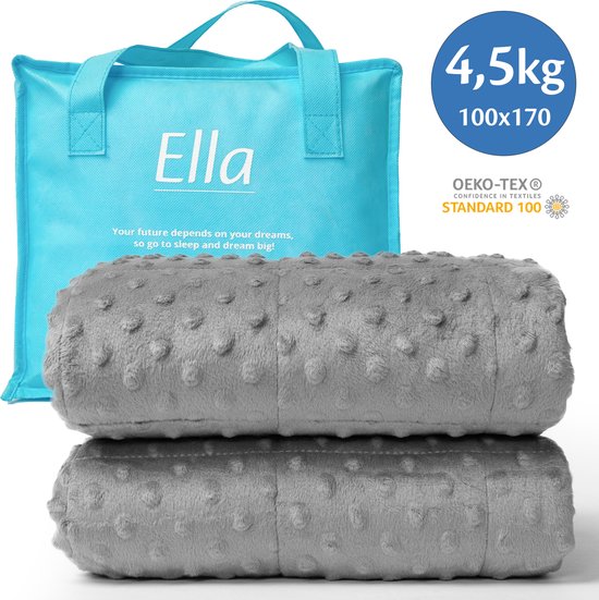 Ella® Verzwaringsdeken Kind 4,5kg - 100 x 170cm - Zwaartedeken - Weighted Blanket - Verzwaarde Deken - OEKO-TEX Katoen & Minky Fleece
