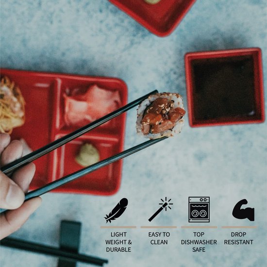 Goliber Vaisselle Japonaise en Melaminé pour Sushi (16 pcs) - Comprend