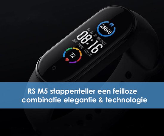 Royal supplies M5- Stappenteller - Activity Tracker - Fitness tracker- Smartwatch - Screenprotector- Zwart - Royal supplies
