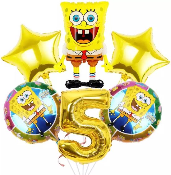 SPONGEBOB Kids Verjaardagsfeest Folie Nummers Ballonnen Feest Decoraties 6 stuks