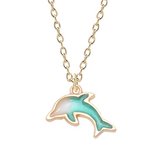 Treasure Trove Kinderketting Aqua Dolfijn Bling - Ketting met Hanger - Goudkleurig
