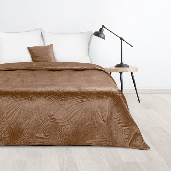 Oneiro’s luxe LUIZ /type 4/ Beddensprei Bruin- 220x240 cm – bedsprei 2 persoons - bruin – beddengoed – slaapkamer – spreien – dekens – wonen – slapen